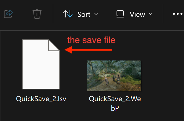 Screenshot that shows the save file within your save folder.